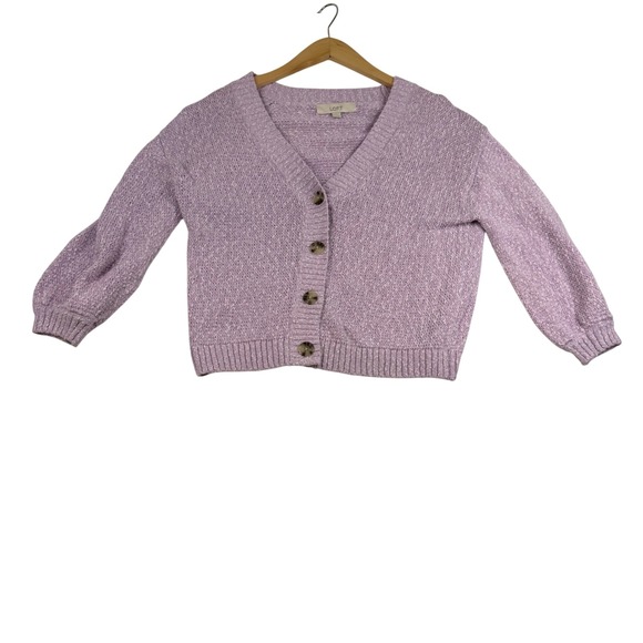 LOFT Sweaters - Loft Womens Lavender Purple Marled Knit V-Neck Button Front Cardigan Sweater M